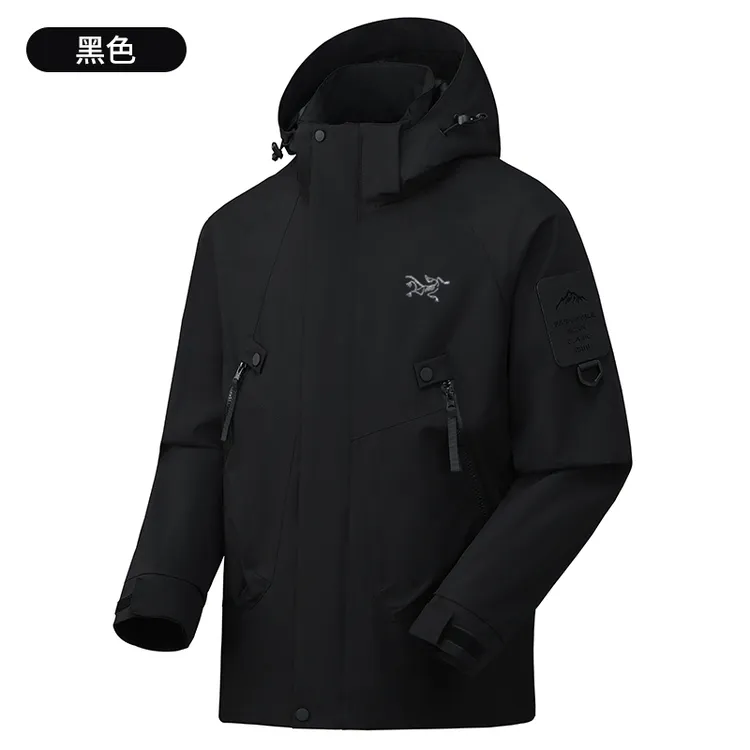 【奥特莱斯】刺绣鸟男士户外软壳冲锋衣防风防水连帽户春秋服外套