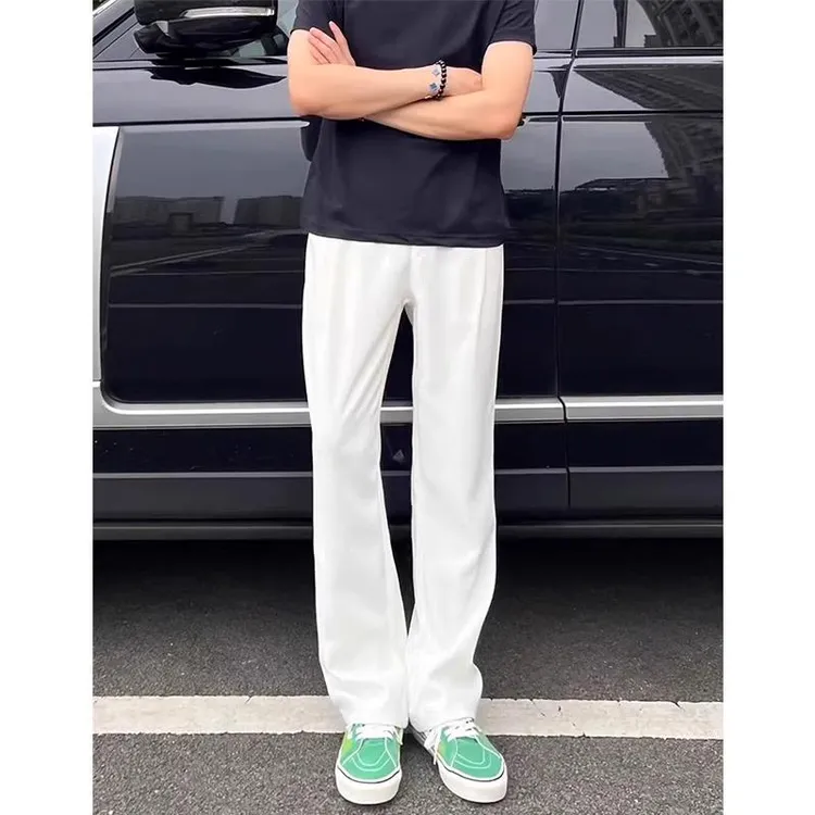 白色弯刀西裤男款垂坠感高级感cleanfit裤子美式高街高个子西装裤