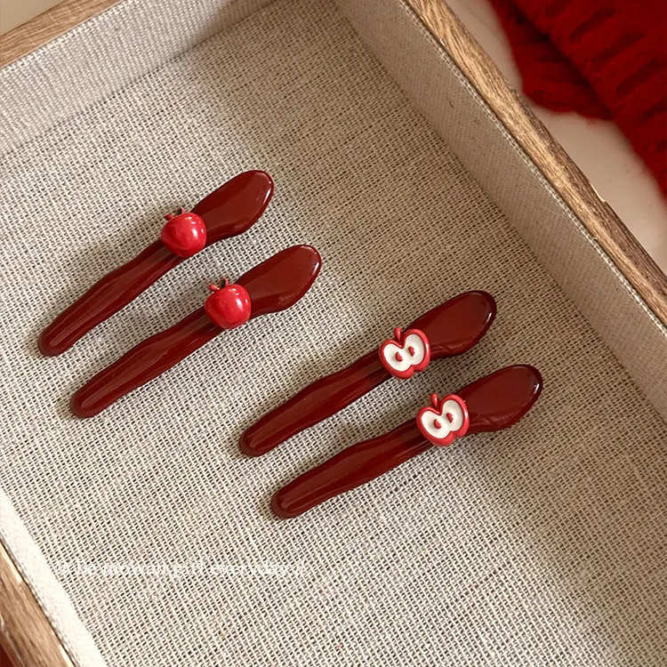 东大门红苹果发夹女2025新款刘海侧边夹子头饰前额一字夹发卡可爱