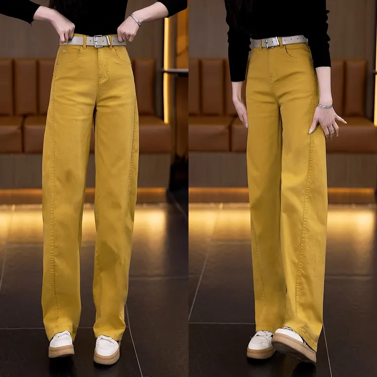 阔腿裤春季2025新款长裤薄款高腰遮肉垂坠感女装宽松舒适牛仔裤