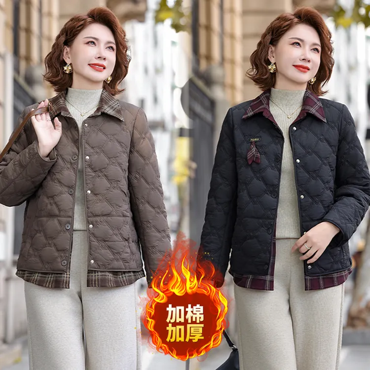 年轻妈妈春秋季短款外套2025新款洋气中老年女装休闲翻领夹克上衣
