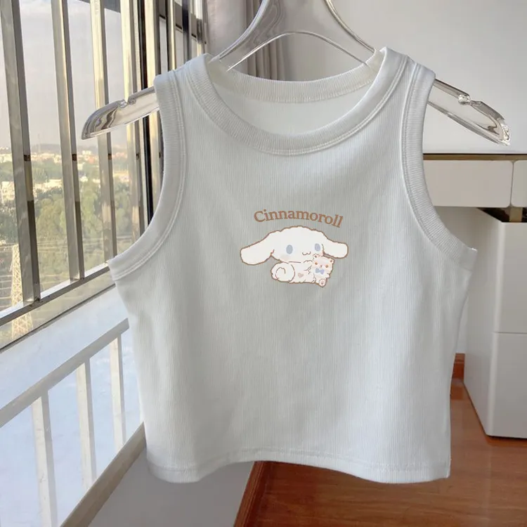 女童弹力背心吊带夏季2025新款儿童无袖卡通动漫印花宝宝上衣T恤