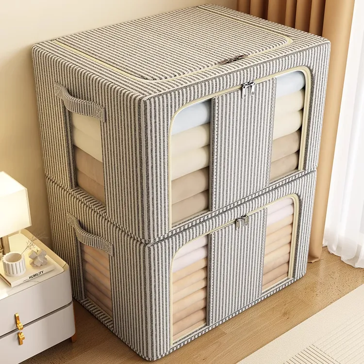 衣服收纳箱家用可折叠被子百纳箱布艺可视窗大容量衣柜专用整理盒