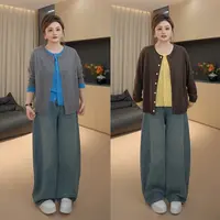 【胖佳佳】现货~色彩玩家 假两件毛衣秋季时尚百搭针织衫H625Z13063