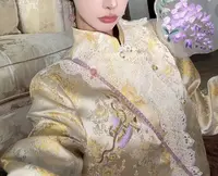 【馥郁金桂】长袖蕾丝拼接新中式重工外套短裤套装