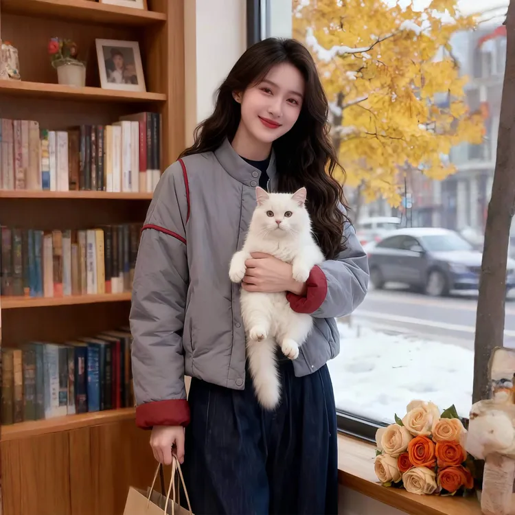 时尚洋气百搭保暖短款棉服女2026年冬季新款宽松显瘦立领棉衣外套