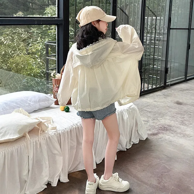 女童防晒衣夏季薄款2025新款洋气大童外套儿童冰丝防晒服连帽外套