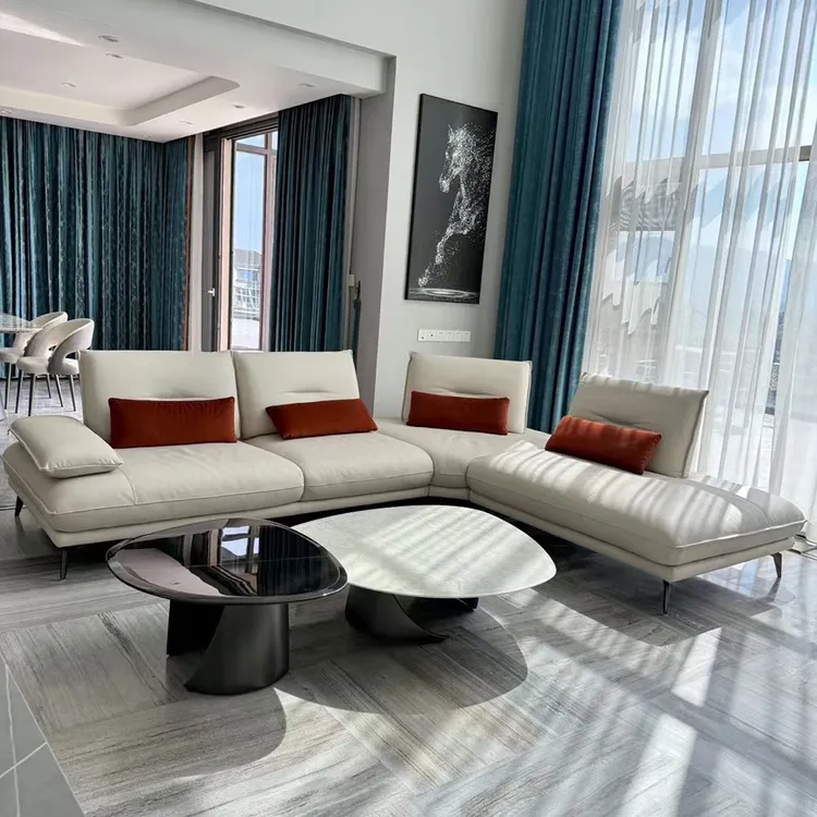 意式极简靠背可移动沙发全真皮大户型别墅横厅沙发2025MB多姆峰