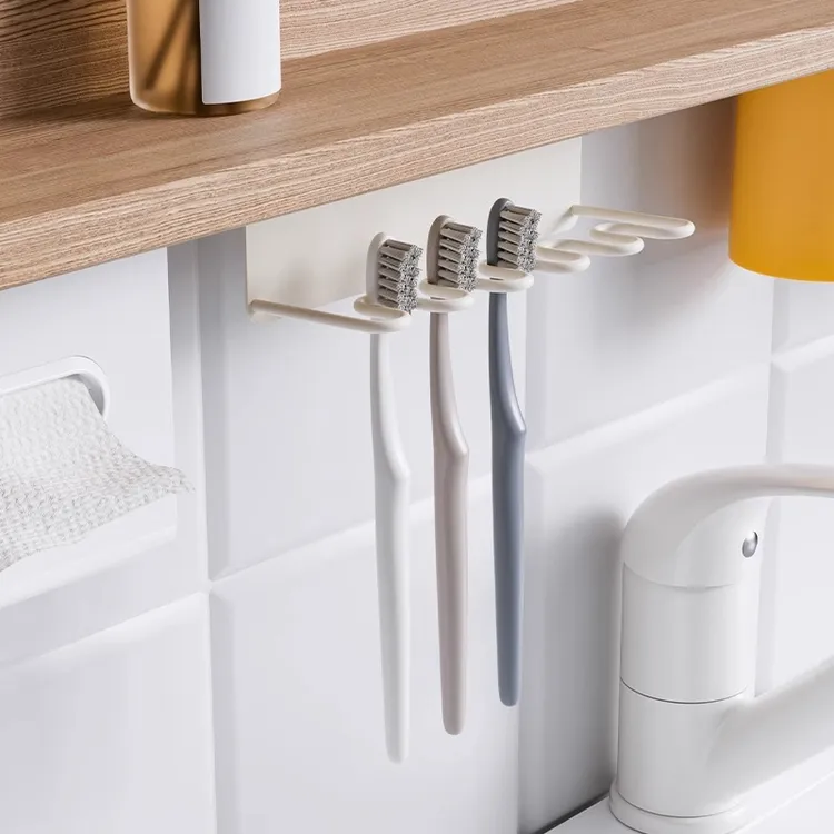 镜柜磁吸牙刷架一家四口漱口杯吸壁式牙刷杯子免打孔沥水收纳挂架