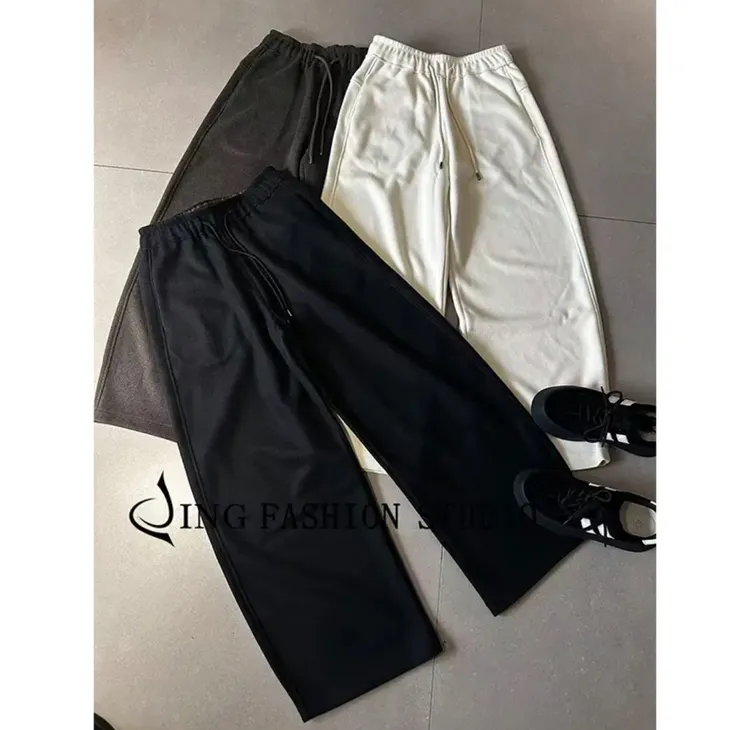 《传奇大牌直筒裤》新款118抽绳高腰直筒裤宽松百搭休闲长裤保暖