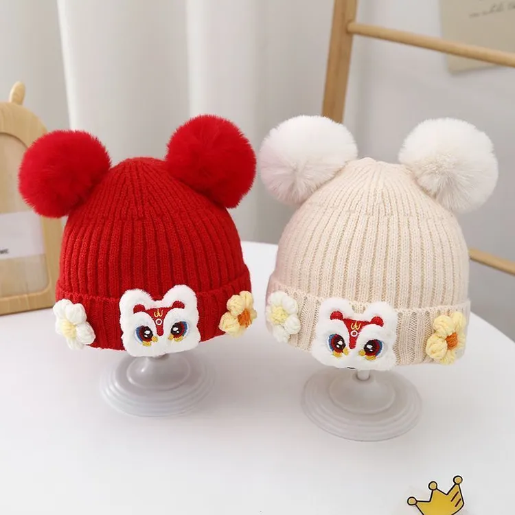 婴儿帽子秋冬季秋冬毛线帽可爱护耳针织婴幼儿保暖宝宝女童加厚
