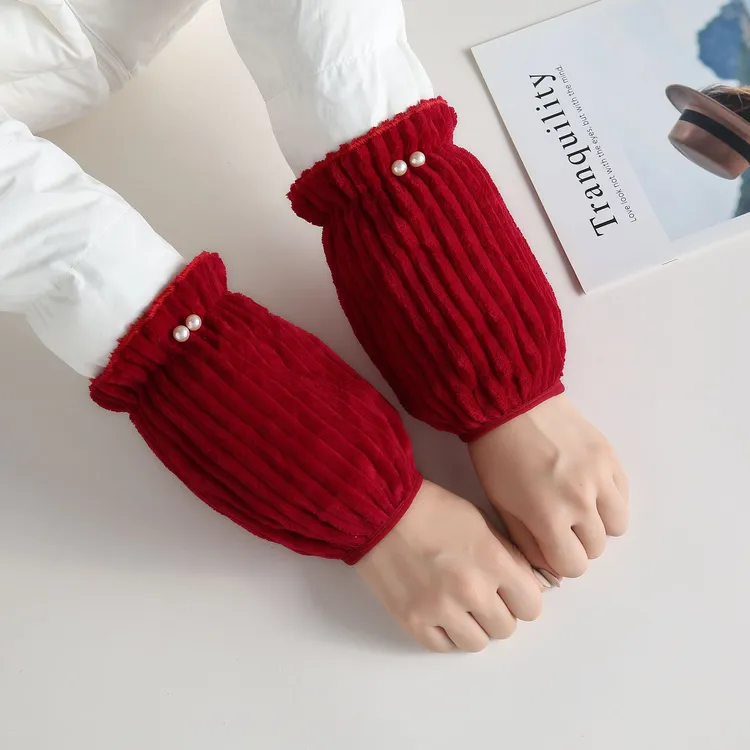 加大短款条纹毛绒防尘耐磨印染灯芯绒防污均码袖套韩版学生秋冬季