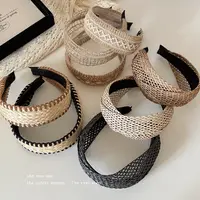 度假风草编宽边发箍女款波西米亚头箍日常外戴发捆高颅顶洗脸发卡
