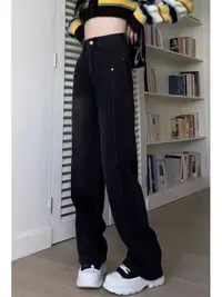 【英子（无运费险）加绒牛仔裤休闲直筒裤百搭阔腿裤阔腿秋冬长裤】