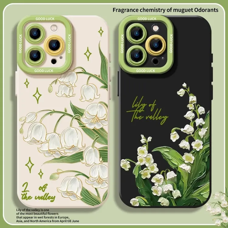 清新铃兰花手机壳适用苹果15/16promax华为小米vivoOPPO磨砂全包