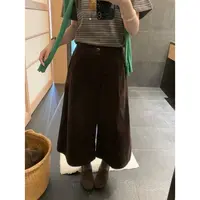 Beauty@8056 韩系秋冬松紧腰复古灯芯绒七分裤 9-11
