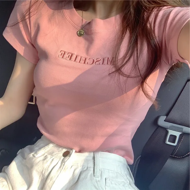 爆款韩版紧身百搭修身短袖T恤女款女学生上衣夏季女装潮显瘦圆领