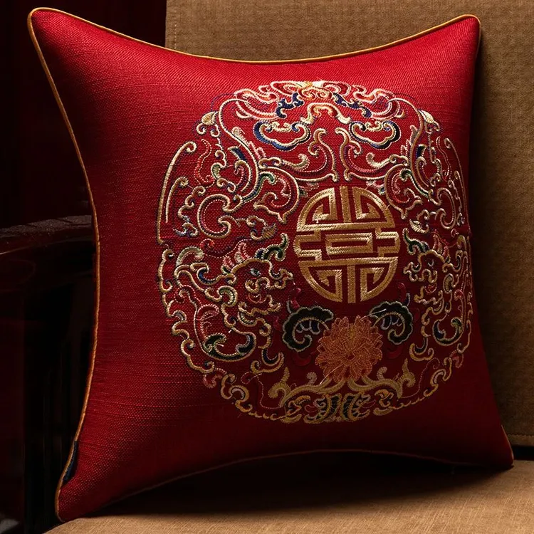 沙发抱枕床上靠垫客厅红色不含芯靠背垫喜庆靠枕大靠背套结婚中