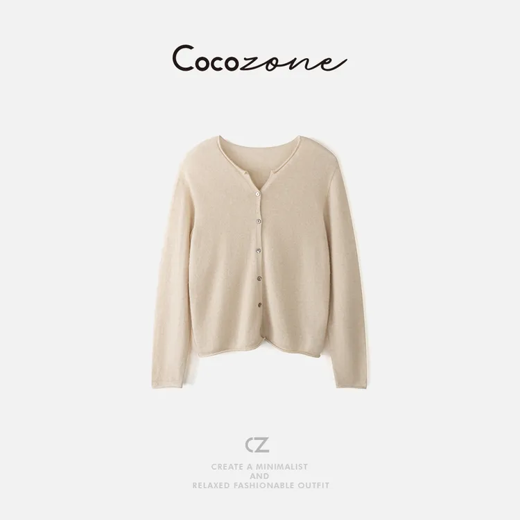 COCO ZONE 刘一一“高货开衫”100山羊绒半高领开衫 CD2A2233