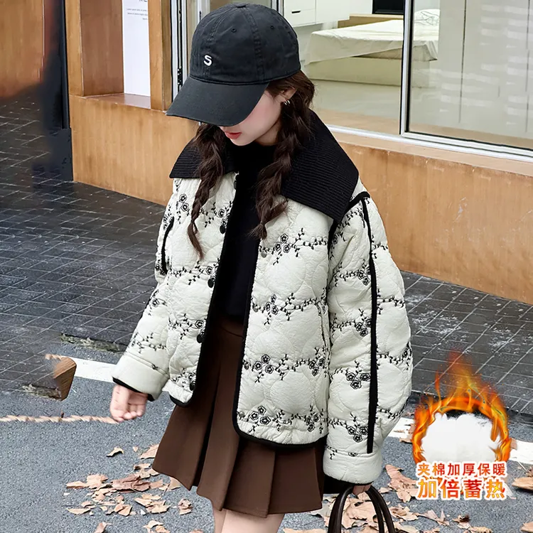 女童秋冬款翻领棉衣外套2025新款女孩洋气冬季时尚二棉上衣儿童装