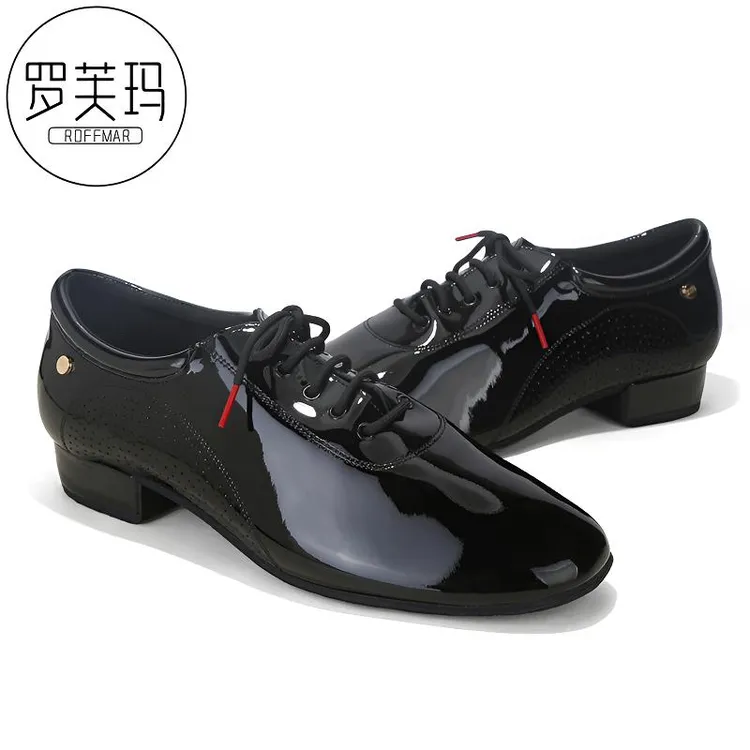 罗芙玛男士头层牛皮交谊舞摩登舞国标舞鞋华尔兹比赛表演鞋漆皮