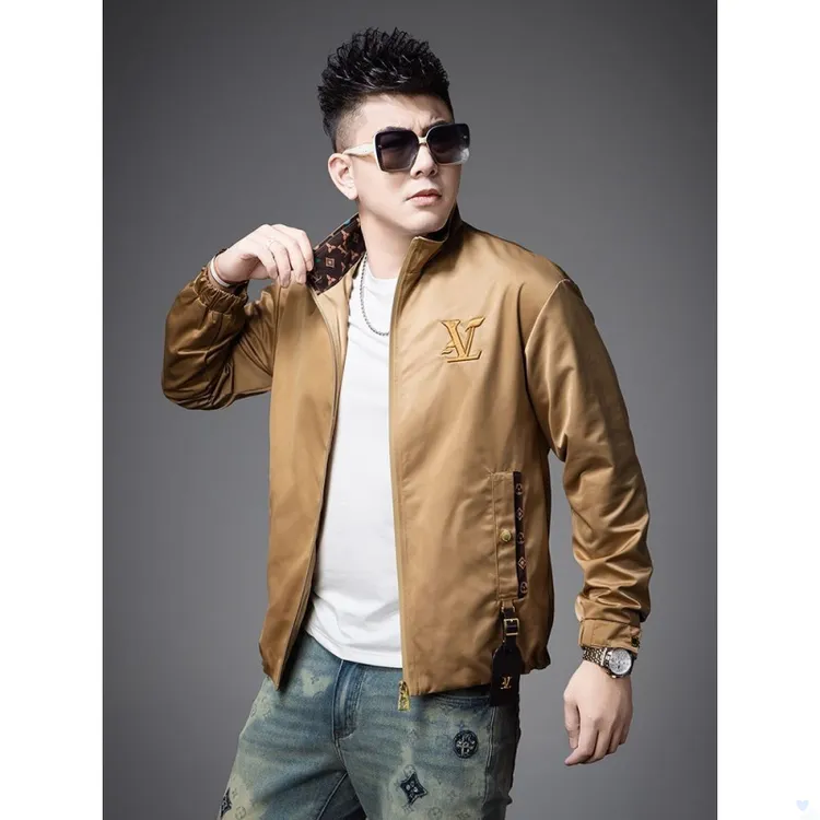 男士高端欧货刺绣字母休闲外套男2025新款秋冬季潮流立领夹克男装