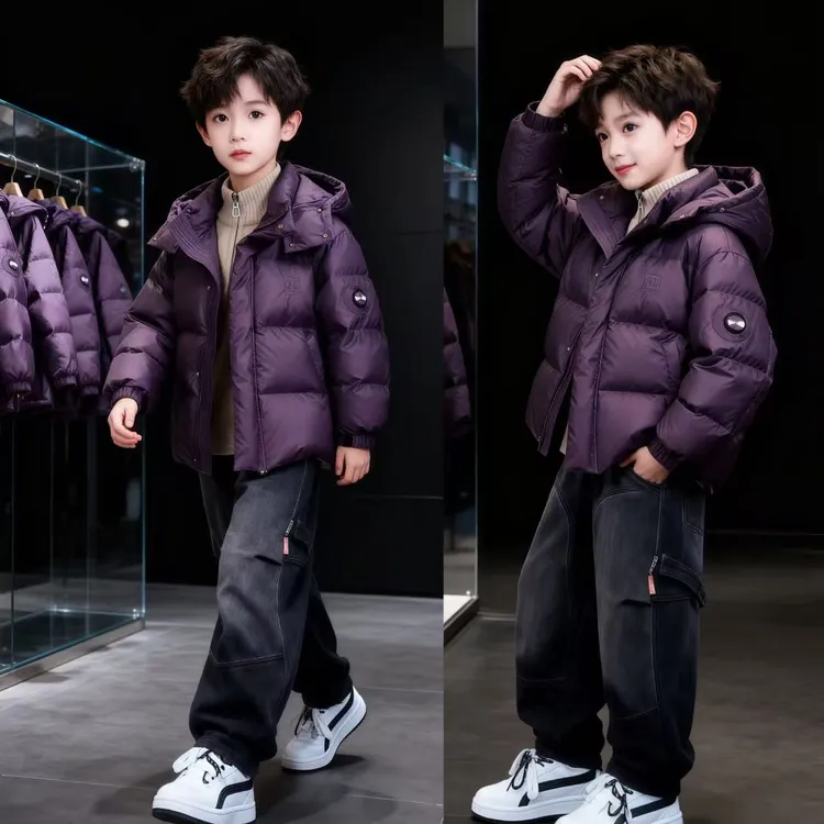 男童新款棉衣2025新款冬季保暖棉袄洋气加厚中大童棉服儿童冬装