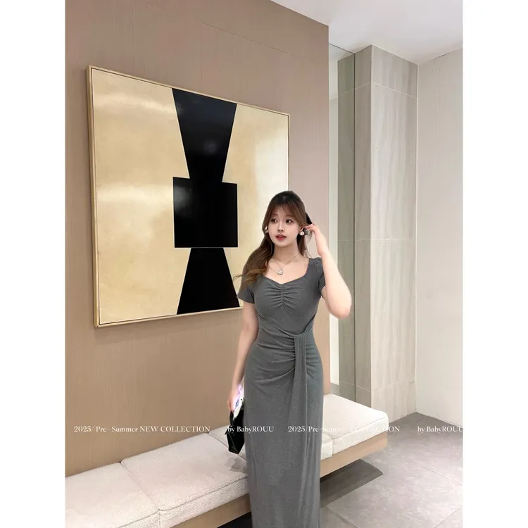 【现货】【反转美学】温与柔A字裙连衣裙收腰修身法式夏季短袖显瘦