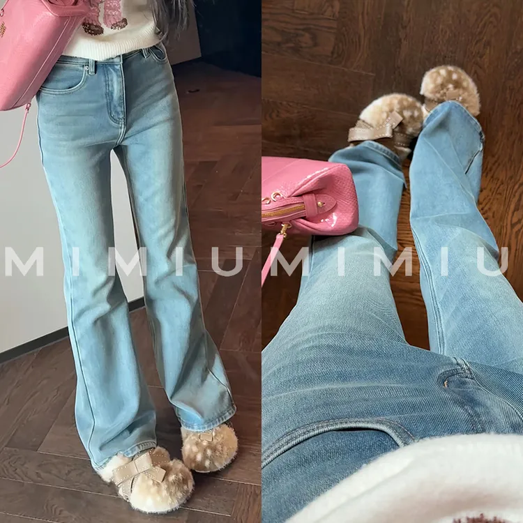 【mimius】P 加绒加厚超好穿微喇牛仔裤 WG12025