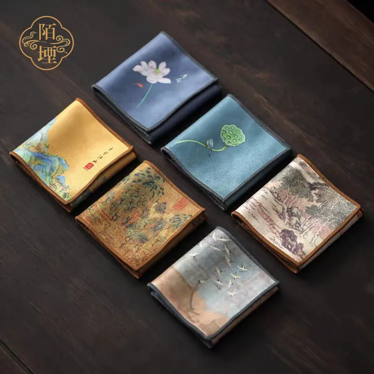 陌堙 吸水茶巾 中国风高档复古茶布茶道配件茶具清洁双面吸水茶巾