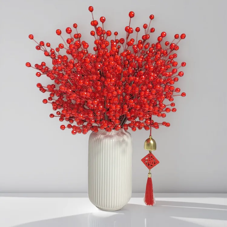 【福利】18大枝1134颗珠子一路长红（卡10切面珠版）diy材料包塑料花