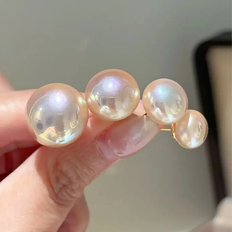 仿珍珠耳饰 扁圆强光百搭小众时尚高级轻奢耳钉