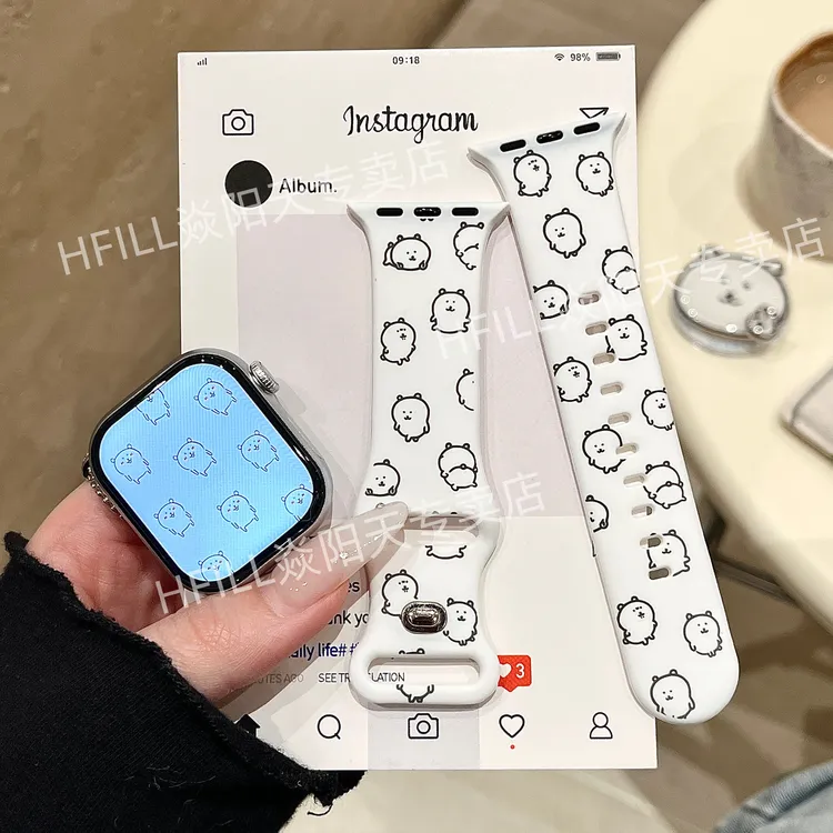 自嘲熊适用iwatchs11/10苹果手表表带Ultra硅胶Applewatchs9/8/7