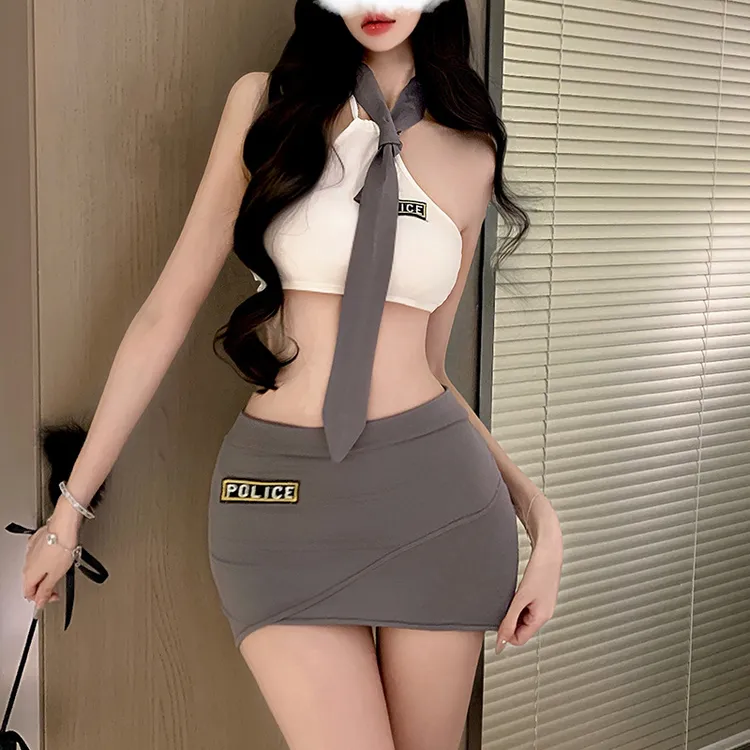 【月汐颜语】XS性感睡衣战袍欲望教官挂脖文胸领带调情