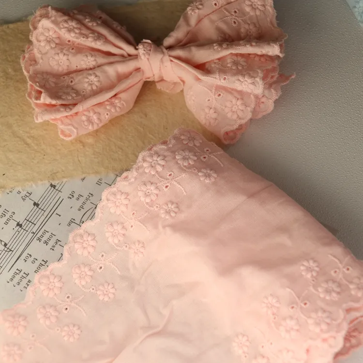 棉布刺绣蕾丝镂空爱心花边大肠发圈韩系 diy服装头饰拼接百搭