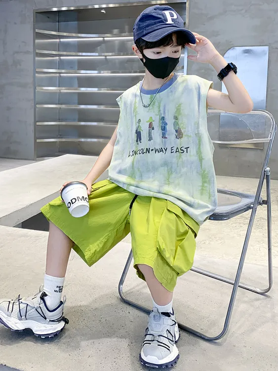61男童夏装套装2025新款儿童韩版中大童夏季男孩无袖透气两件套