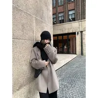 【现货6折】小君君布兰妮 半岛松茶/知识分子美澳驼绒双面呢大衣