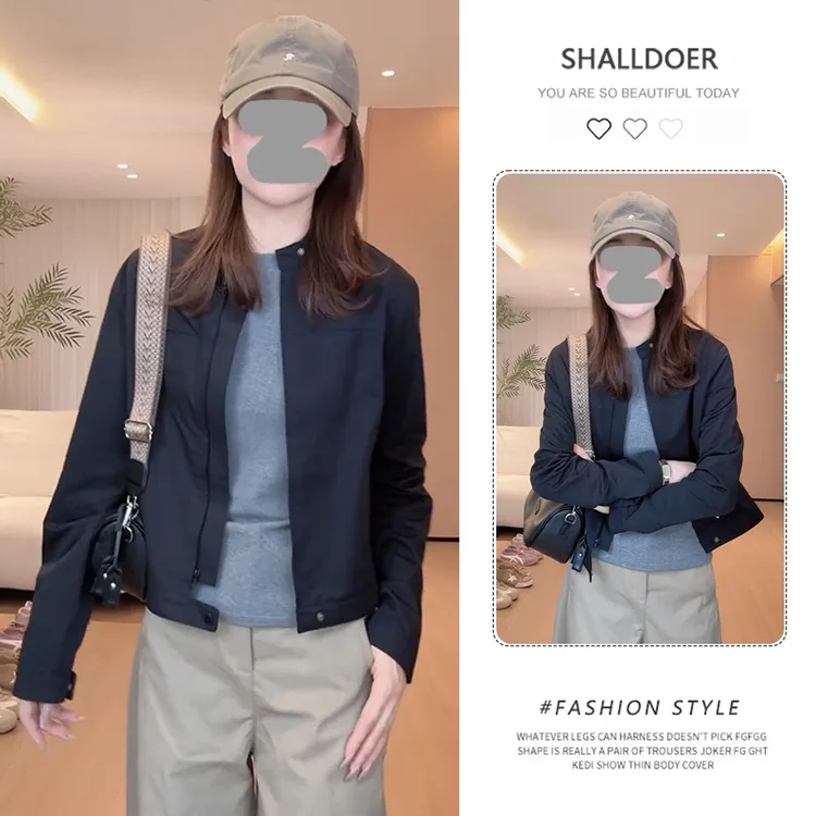 2025秋季新款时尚百搭设计感拉链上衣女宽松简约外搭女潮