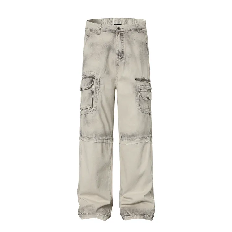 日系复古街头潮流水洗做旧立体裁剪休闲长裤美式休闲口袋工装长裤