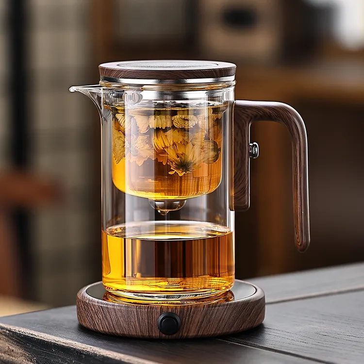 耐热磁吸泡茶壶玻璃内胆家用泡茶茶具高端办公分茶飘逸茶水分离杯