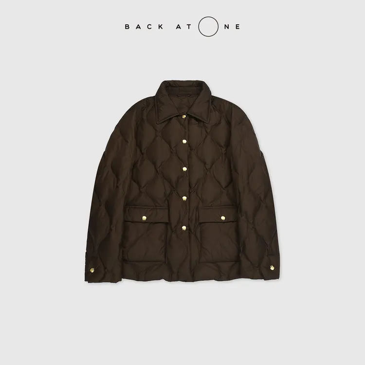 “香榭型格1” 时尚葫芦格轻薄翻领鹅绒服 BFF-1EC191B-K