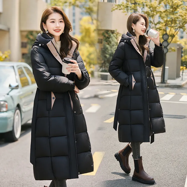 2025年新款冬季加厚保暖棉衣外套时尚棉袄女中长款过膝棉服棉衣潮