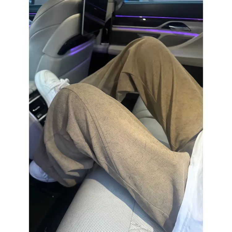 韩风暗纹斜切卫裤男春秋潮牌垂感休闲裤子宽松直筒阔腿重磅运动裤