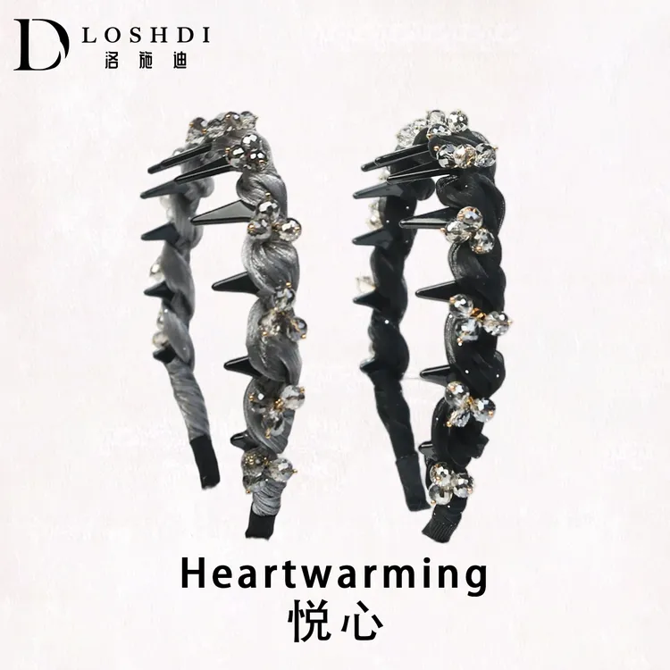 LOSHDI【悦心】手工网红气质时尚甜美法式发箍黑色重工头箍发饰
