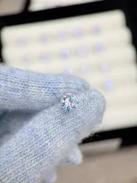 钛钢锆石耳饰 A780 蓝粉双色八心八箭锆石8mm精致耳骨钉耳钉