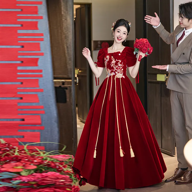 大码敬酒服新娘2025新款轻奢小众高端礼服裙新中式结婚订婚高级感
