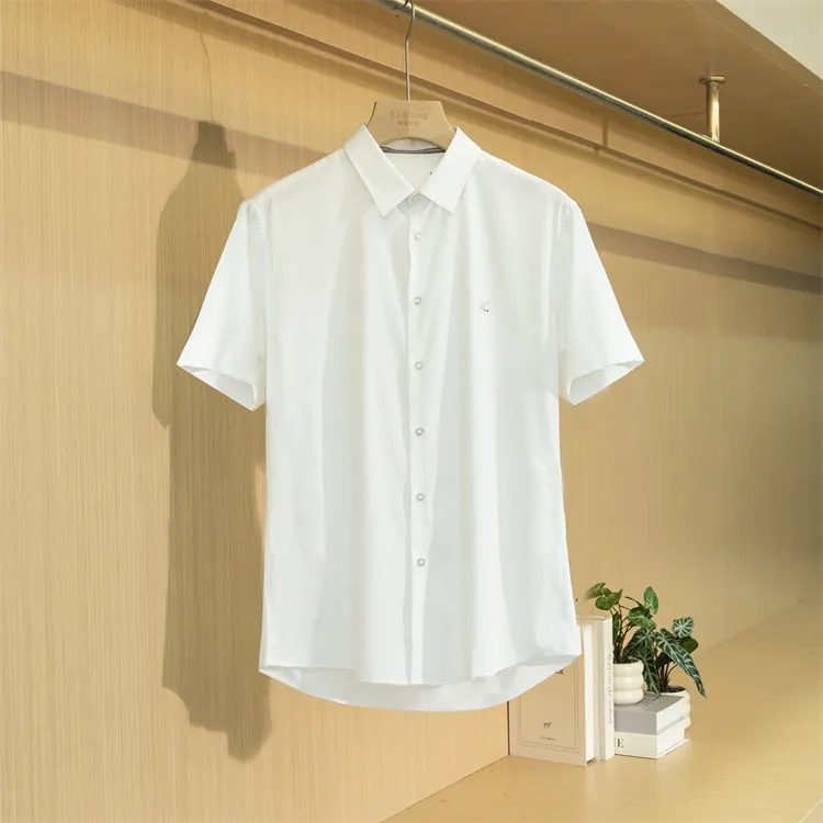 【退货补运费】夏季剪标款男士刺绣白色商务休闲百搭短袖衬衫2Y060A