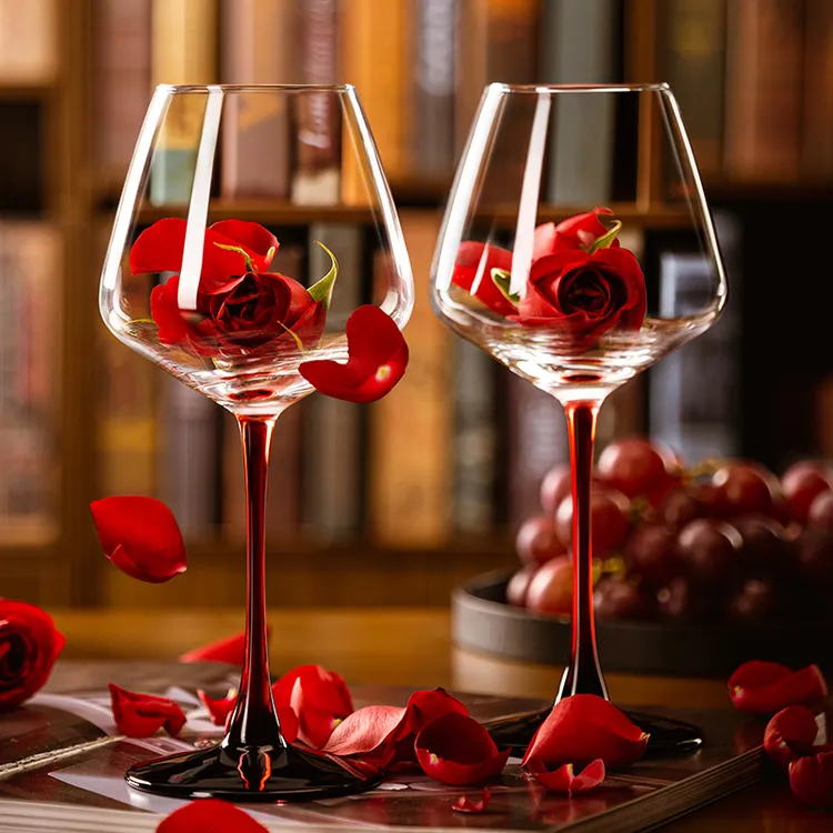 轻奢勃艮第红酒杯轻奢高级感家用一白葡萄水晶高脚杯子女士高颜值