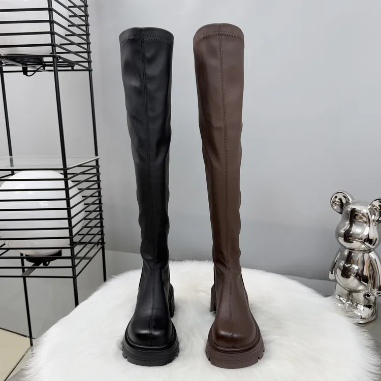 过膝长靴女2025新款弹力瘦瘦靴粗跟高跟骑士靴秋冬加绒长筒靴靴子