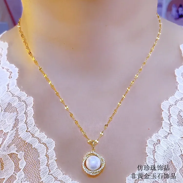 钛钢项链 时尚小众简约百搭气质金色锁骨链法式项链饰品